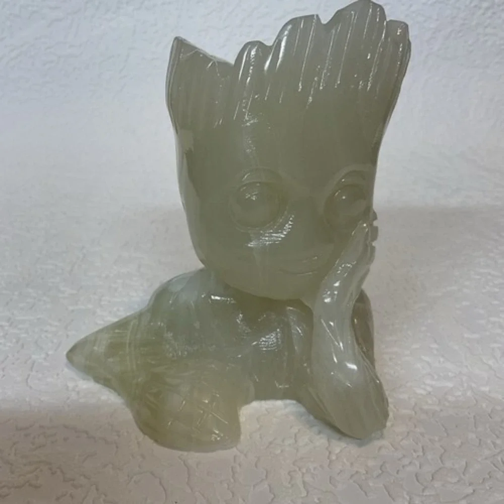 Mini Groot Figurine Miniature Model Hand Carved Onyx Adorable‎ Home Decor 4.5
